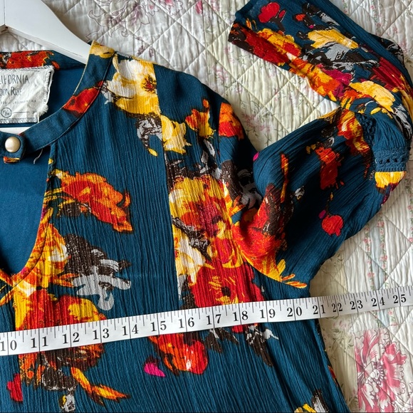 California Moonrise Mini Dress Tunic Size M Boho Floral Print Multicolor - Picture 5 of 14